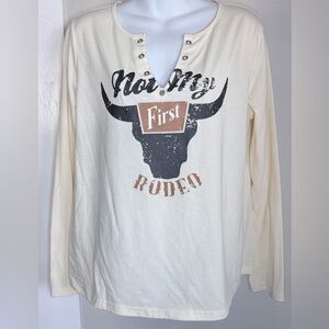 Western Cream Not My First Rodeo Long sleeve T-Shirt Women Large